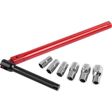 Clé spéciale évier pour mitigeur Ø 13 mm + 6 douilles ø 8 - 9 - 12 - 10 - 11 - 14 mm, rouge (1/4)