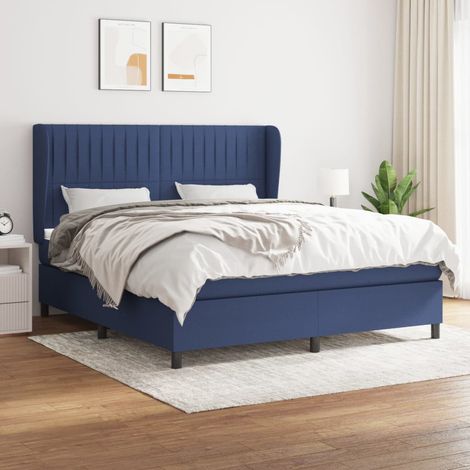 Lit adulte Contemporain Lit à sommier tapissier avec matelas Bleu 160x200 cm Tissu 64979 (1/5)