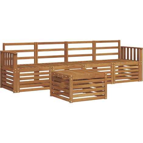 Set divani 5 pz Salotto da Giardino Naturale Legno di Acacia Massello (1/5)