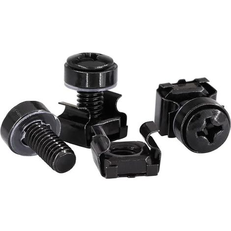 Lot de 30 écrous et vis de cage M6 x 20 mm - Noir galvanisé - Pour armoire serveur de 19" - Écrou de cage M6 - Kit de fixation pour rack (1/5)