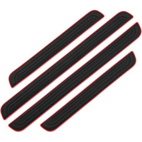 Barres de Seuil de Porte Voiture 4PCS Plaque de Seuil Protecteurs Autocollant Voiture Film Adhésif pour Protection Seuil Porte Garde-Plaque de Seuil de Porte Voiture en Caoutchouc Souple PVC(Noir) (1/4)