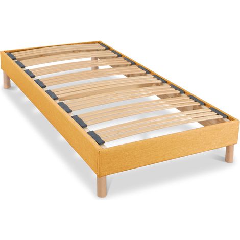 BELLECOUR LITERIE Sommier à lattes en bois LUMIERE 90x200 cm Coloris Jaune Livré en kit (1/3)
