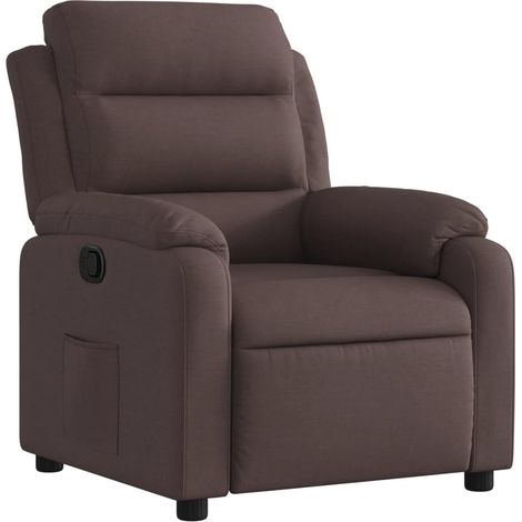 Poltrona relax porta TV rivestimento confortevole funzione basculante manuale in tessuto testa di moro DEC028007