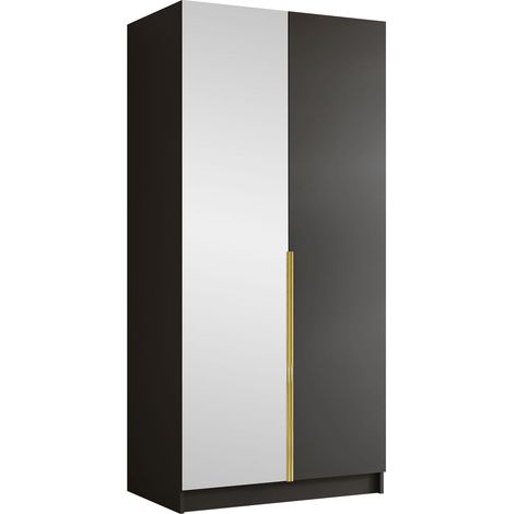 Armario Closico Staton II, Negro + Dorado, 215x100x58cm, Puertas de armario: Con bisagras, Número de estantes: 0