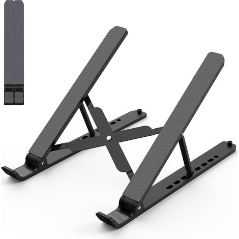 Support de bureau ventilé et réglable pour ordinateur portable - Rehausseur de refroidissement pliable, support portable pour ordinateurs portables de 10 à 15,6 pouces (1/5)