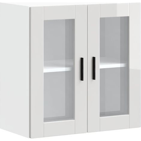 vidaXL Pensile da Cucina con Porta in Vetro Porto Bianco Lucido (1/5)