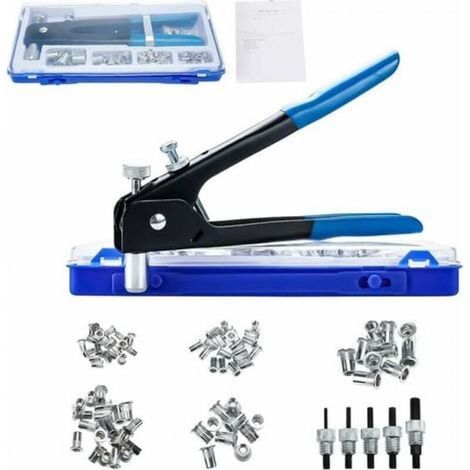 86Pcs Pistolet à Riveter M3 M4 M5 M6 M8 Fileté Écrou Rivet Outil de Pince à Riveter Insert Fileté Kit (1/5)