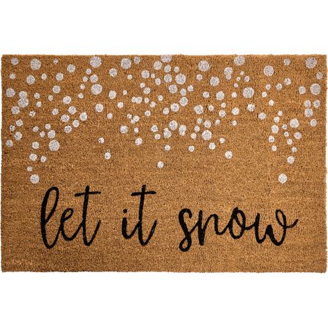 Felpudo de fibra de coco con motivo navideño Let it snow antideslizante 60 x 90 cm natural Canarem (1/5)