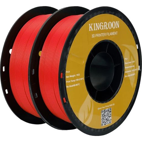 3D-Druckfilament, umweltfreundliches PLA, 1,75 mm Durchmesser, 2 Rollen, rot (1/2)