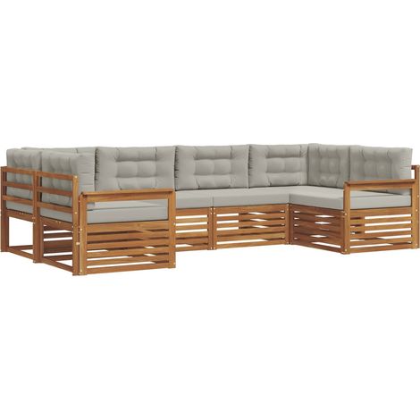 Conjunto de sofás de exterior 6 pcs Gris Natural y Claro vidaXL (1/5)