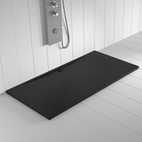 Receveur de douche Resine WIDE Noir  (grille coloure) - 90x140 cm - Grille + Valve OFFERTE (1/5)