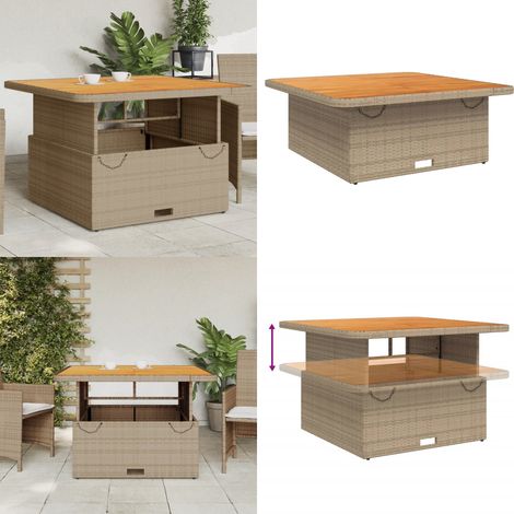 Gartentisch Beige 110x110x71 cm Poly Rattan und Akazienholz - Gartentisch - Esszimmerset - Outdoormöbel - Terrassenmöbel - Balkonmöbel - Home & Living (1/5)