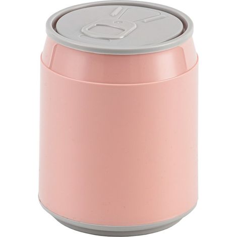 Prullenbak - Mini poubelle - Poubelles de bureau - Klein poubelle de comptoir - Poubelles - Plastique - Rose - 13,5 x 13,5 x 16 cm - Poubelle de table avec couvercle - Sans sac poubelle (1/3)