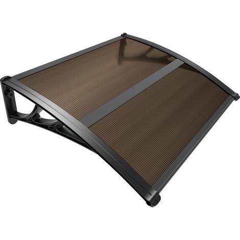 Auvent de Porte d'entrée Toit Marquise en Polycarbonate Porte Résistante Toit Abri Protection Contre La Pluie et UV 100x80cm Marron (1/5)