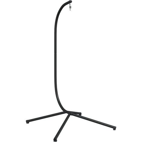 Structure de fauteuil suspendu en forme d'œuf, sans panier, en acier noir. (1/5)