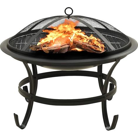 2-in-1 Feuerschale und Grill mit Schürhaken 56x56x49 cm Stahl