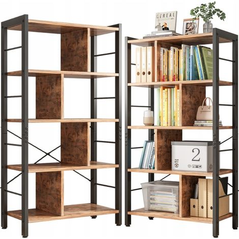 Libreria con finitura marrone, con misure 74x30x154,5 cm, ideale per ogni ambiente. (1/5)
