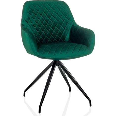 Chaise de salle à manger / chaise à coque ELVERUM velours vert hjh LIVING (1/5)