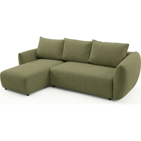 Selsey ZORDO - Canapé d'angle convertible en L - chenille olive gaucher avec deux coffres (1/5)