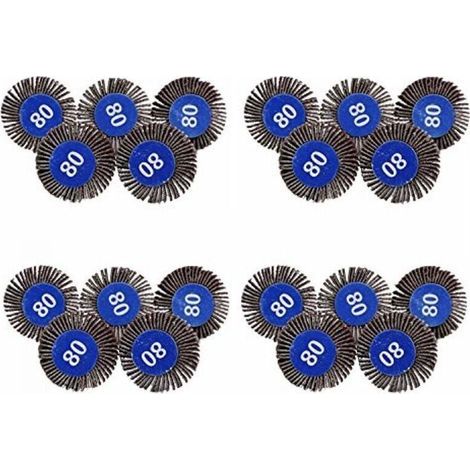 20 Pièces Roue à Lamelles, 80 Grains Papier Abrasif Roue de Polissage Roue à Lamelles Dremel 30x10 pour Outil Rotatif