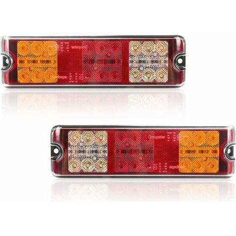 2 Pcs LED Trailer Rear Lights 12V E-Approved Waterproof Car Rear Lighting, 5 Functions - Brake Light, Turn Signal, Reverse Light, Position Light, Reflector (1/4)