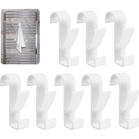 8 Pièces Crochet Radiateur Seche Serviette Salle de Bain pour Tous les Radiateurs Standards (Blanc) (1/5)
