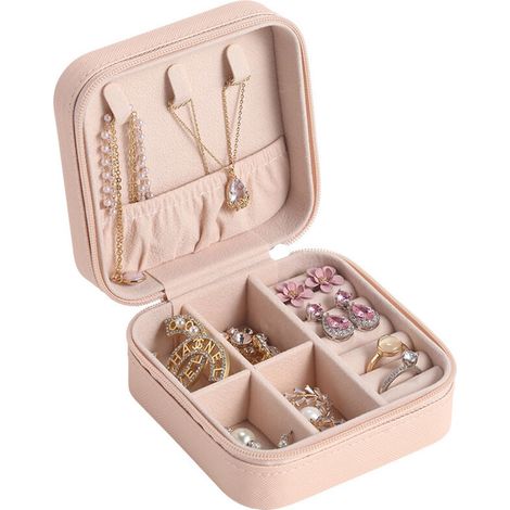 Écrin à bijoux de voyage, grande capacité, résistant aux rayures, organisateur portable pour extérieur, rouge 10x10x5cm