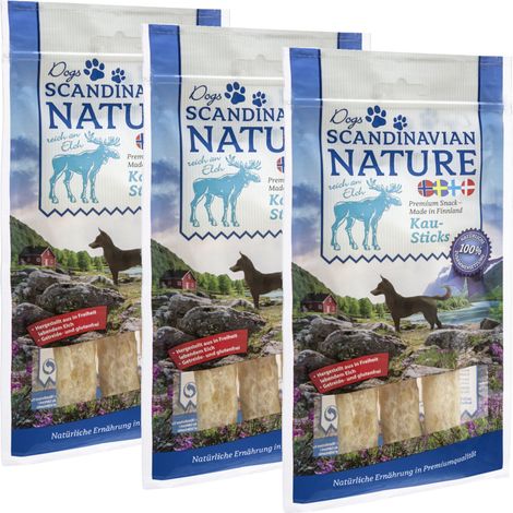 Scandinavian Nature Dogs mit Elch, 3x 45 g - Kausticks für Hunde