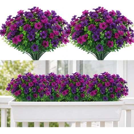 8 Bouquets de Fleurs Artificielles Extérieures, Plantes Artificielles pour Extérieur, Résistantes aux UV, Décoration pour Balcon, Jardinière, Jardin, Terrasse, Maison (1/5)