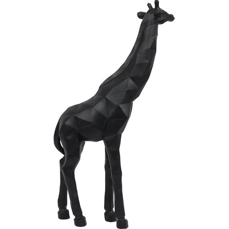 Statue girafe noir style origami en polyrésine (H40 cm)