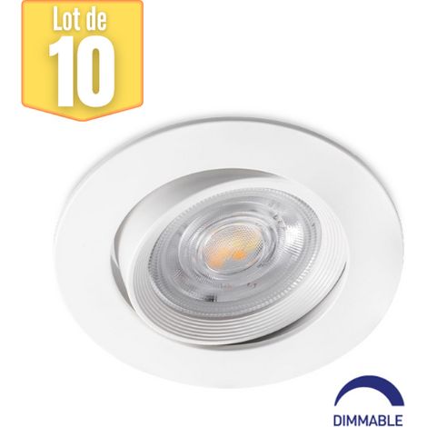 Lot de 10 spots LED encastrables 3en1 rond blanc 7W IP20 Dimmable (1/5)
