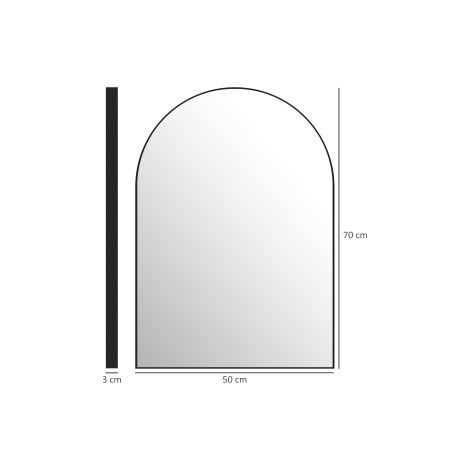 Miroir de salle de bains noir 50 x 70 cm avec cadre en aluminium et design courbé pour salle de bains, cuisine et entrée (1/5)