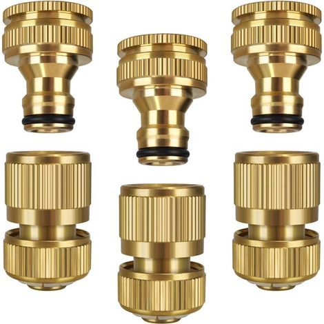 Garden FutureBeijiyi – Connecteur de tuyau d'arrosage 6 pièces – Raccords 1/2' et 3/4' en laiton massif – Étanchéité anti-fuite – Connexion rapide pour jardin (1/5)