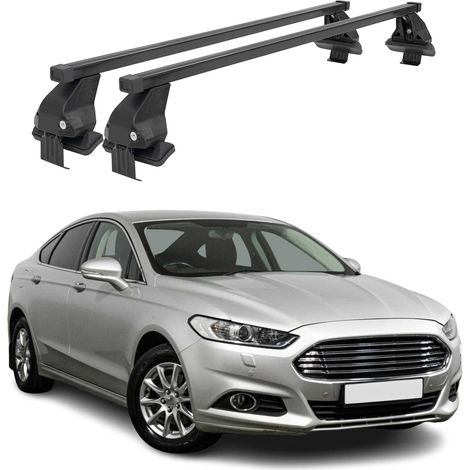 OMAC Dachträger Querträger Stahl für Ford Mondeo IV Limo 2014-2022 – Abschließbar – City-Crash-getestet – DIN 75302:2019 – ISO/PAS 11154:2006 – Max. 50 kg Schwarz (1/5)