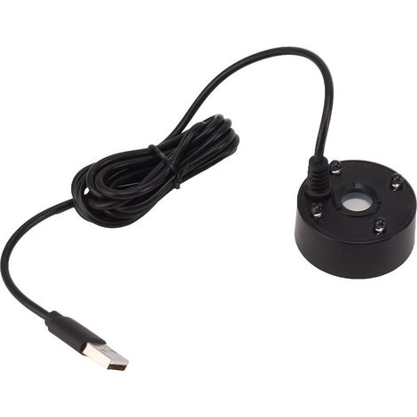 Atomizador USB con luces LED de colores, atomizador ultrasónico de fuente de 5 V, apto para estanques, jardines rocosos, acuarios y depósitos de agua - Negro. (1/4)
