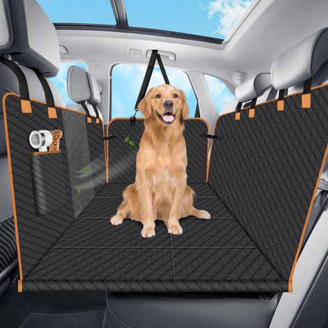 Hundedecke Auto Rückbank XL Schwarz - Wasserdicht mit fester Unterseite & Netzfenster (1/5)