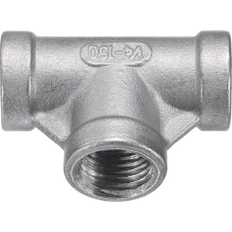 Tee Raccord De Tuyau (1/4" x 1/4" x 1/4") NPT Femelle 304 Acier Inoxydable En Forme De T 3 Voies T-Connecteur Pour Connexion Industrielle Eau Air Gaz Carburant Huile (1/5)