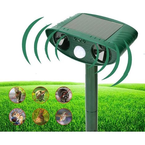 Ultraschall Tiervertreiber Solarbetriebener Tiervertreiber Bewegungsmelder Katzenvertreiber Nerzvertreiber Mäusevertreiber für Garten und Hof Grü (1/5)