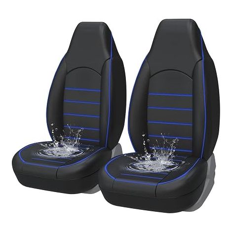Universal Faux Leather Front Car Seat Covers for 2 Seats Black Blue Tuning Car Interior (1/5)