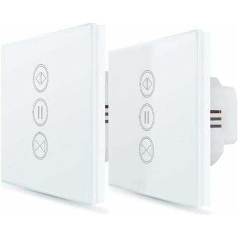 2x Interrupteur Volet Roulant Connecté, Ouverture Réglable, Commutateur Rideau Stores WiFi, Compatible avec Alexa Google Home pour Commande Vocale, Minuterie Intelligent Moteur Mural-- (1/4)