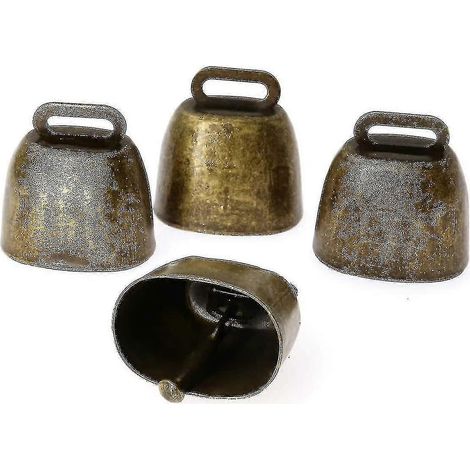 Lot de 4 cloches anti-perte, cloches métalliques pour animaux, cloches pour animaux de pâturage, sonneurs, cloches d'appel pour vaches, chevaux et moutons (1/4)