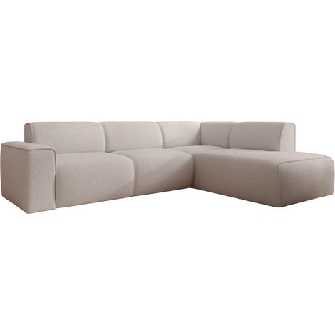 Selsey Bouvi – Ecksofa mit seitlicher Rückenlehne an der Ottomane, rechts, hellbeige, Bouclé (1/5)