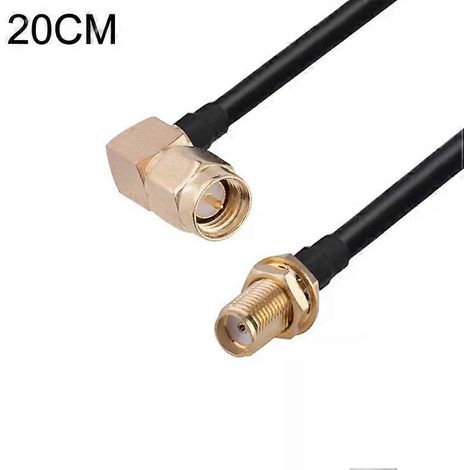 Câble adaptateur coaxial coudé SMA mâle vers SMA femelle - 20 cm RG174 (1/4)