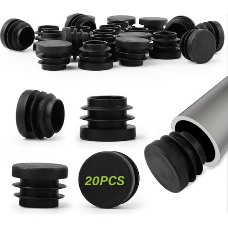 20 tapones redondos de 25 mm para tubos de polietileno, protectores de patas de silla, tapones de sellado para tubos metálicos, sillas, sofás, mesas y estantes.
