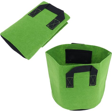 Sac de culture pour plantes de jardin, pot de plantation non tissé pour légumes et fleurs avec poignées, vert et noir, 7 gallons (26,5 litres). (1/5)