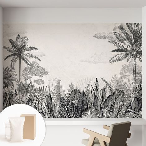 Papier peint intissé mural avec imprimé motifs uniques apparence moderne - Colle incluse gratuite Décor tropical 152x104 cm (1/5)