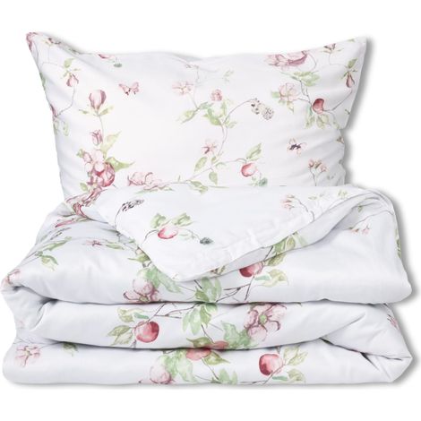 Satin Bettwäsche Set 220x200 EXKLUSIV Blätter und Blumen Frühling (1/5)