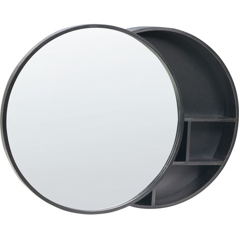 Armario con espejo de pared para baño 50 x 50 cm de madera de bambú almacenaje práctico estilo moderno baño negro Ucayali