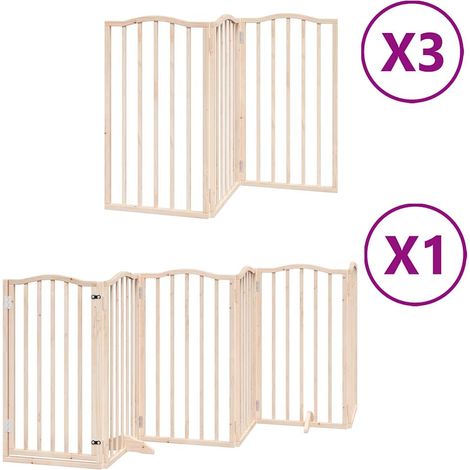 Cancelletto di sicurezza per animali domestici porta pieghevole 15 pannelli legno di pioppo marrone 020023194