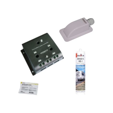ANTARION Régulateur de charge pour panneau solaire SDC10 + passe-toit + Dekasyl MS1 + lingette